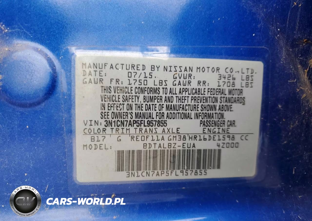 2015 Nissan Versa 1.6 Sv VIN:3N1CN7AP5FL957855 - 12