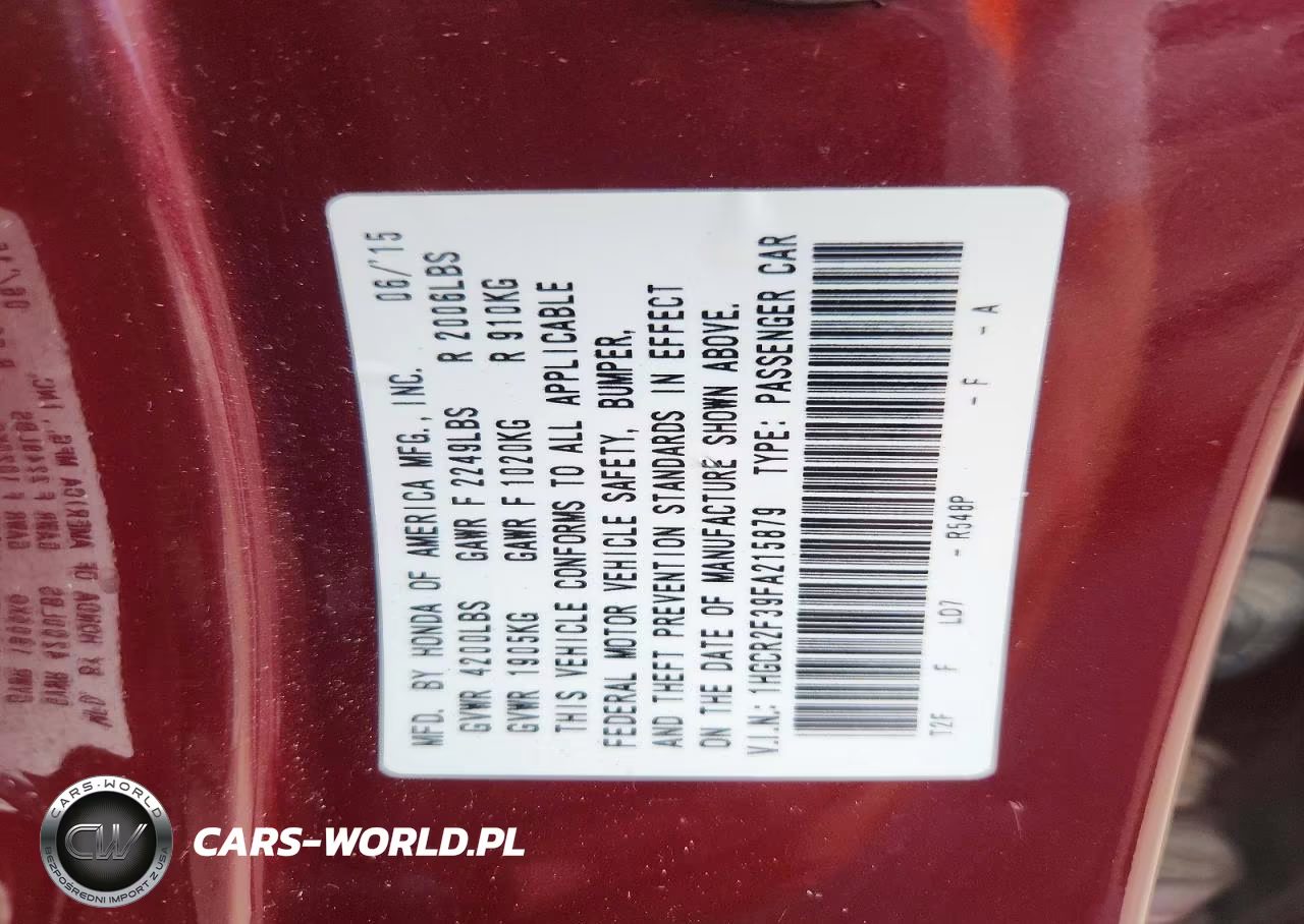 2015 Honda Accord Lx VIN:1HGCR2F39FA215879 - 12