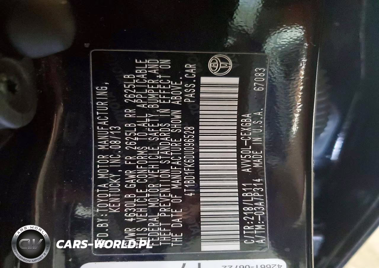 2013 Toyota Camry Hybrid Xle VIN:4T1BD1FK6DU096528 - 12