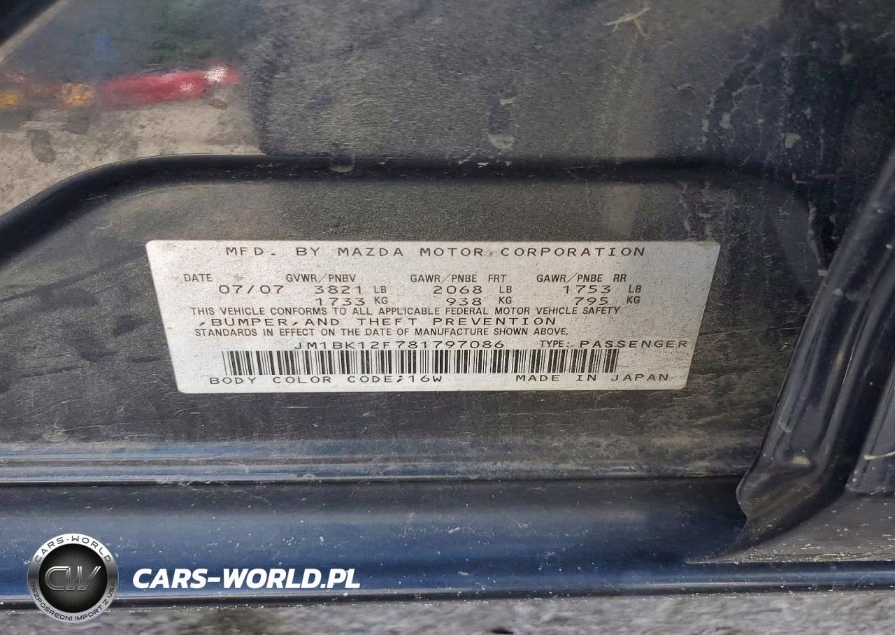 2008 Mazda 3 I VIN:JM1BK12F781797086 - 12