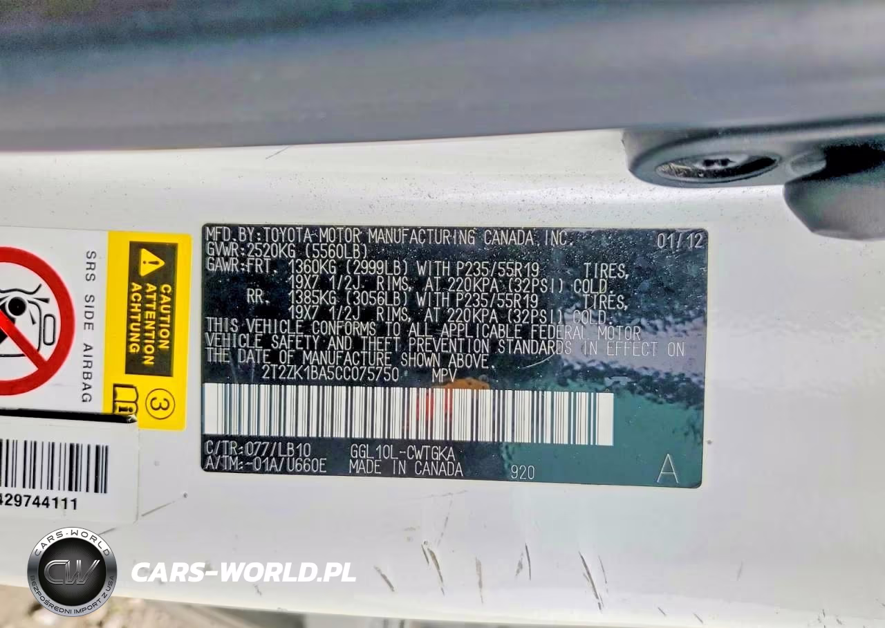 2012 Lexus Rx 350 VIN:2T2ZK1BA5CC075750 - 12