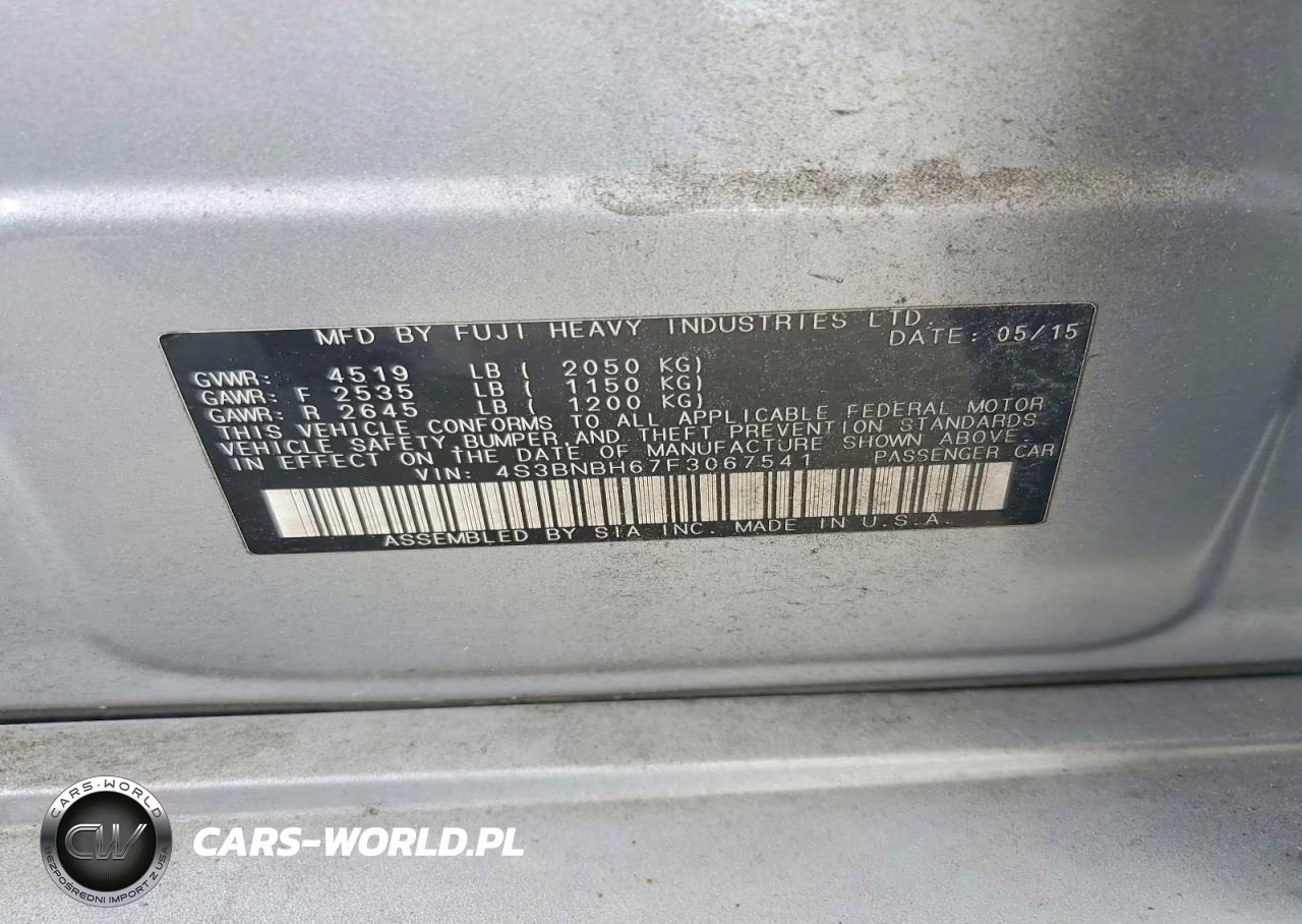 2015 Subaru Legacy 2.5I Premium VIN:4S3BNBH67F3067541 - 12