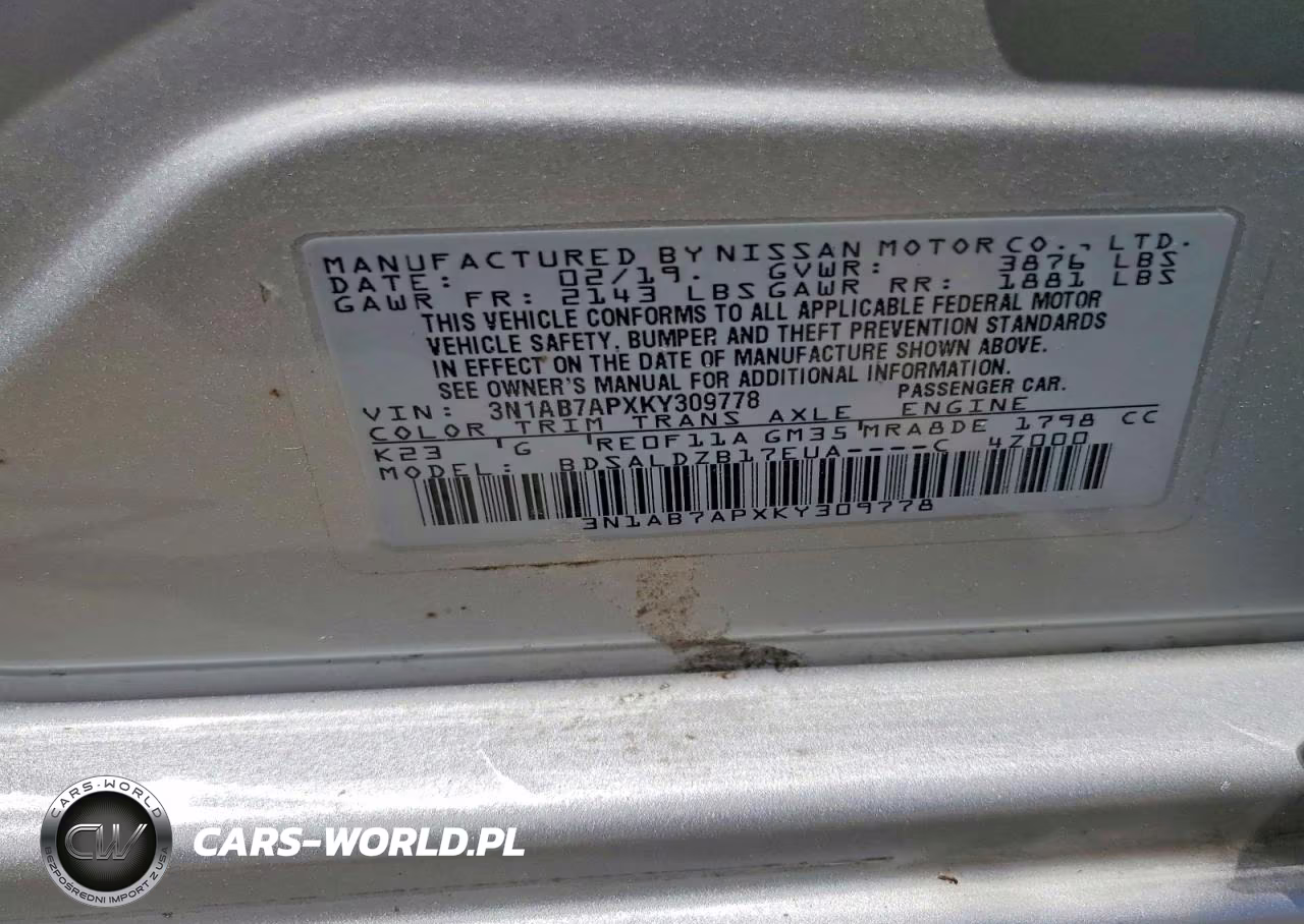 2019 Nissan Sentra Sv VIN:3N1AB7APXKY309778 - 12