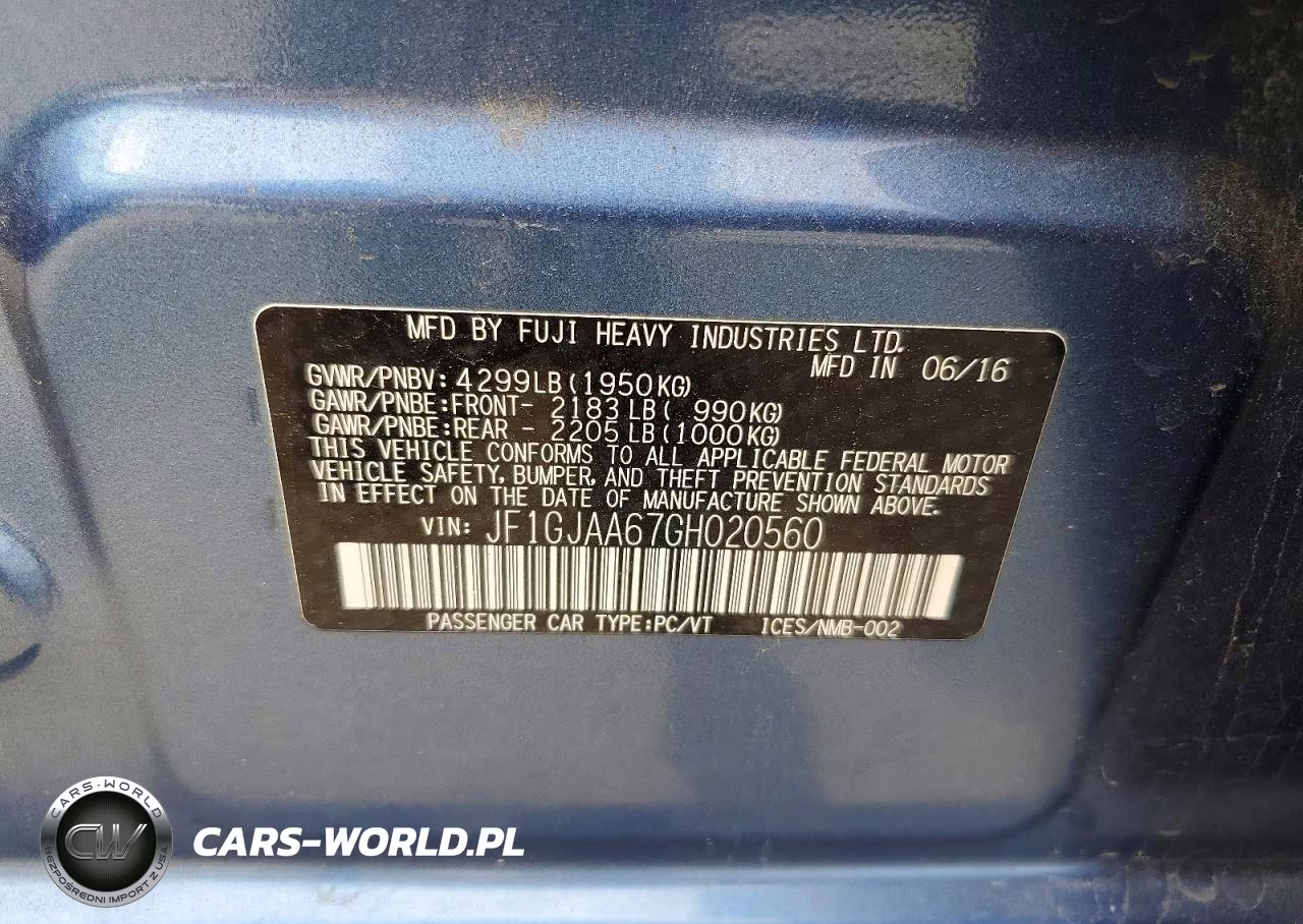 2016 Subaru Impreza VIN:JF1GJAA67GH020560 - 13