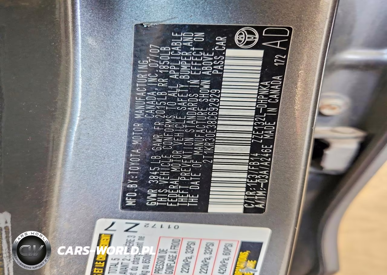 2008 Toyota Corolla Matrix Xr VIN:2T1KR30E38C692929 - 12