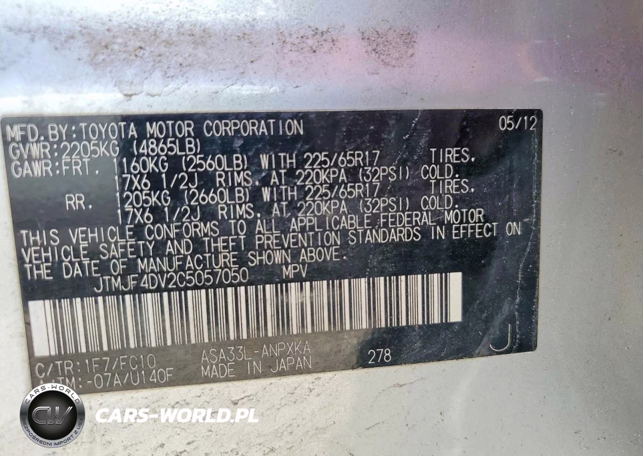 2012 Toyota Rav4 Base VIN:JTMJF4DV2C5057050 - 13