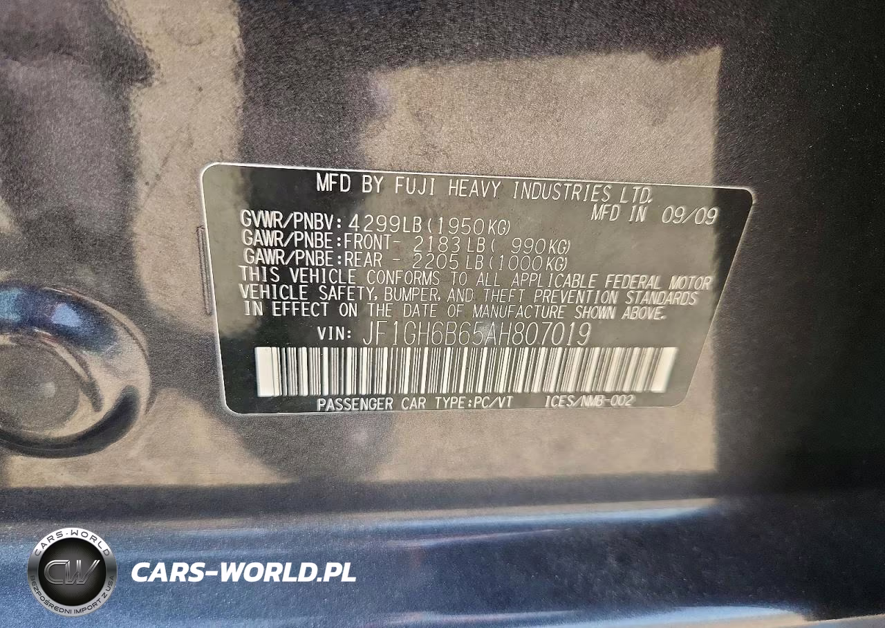 2010 Subaru Impreza 2.5I Premium VIN:JF1GH6B65AH807019 - 12