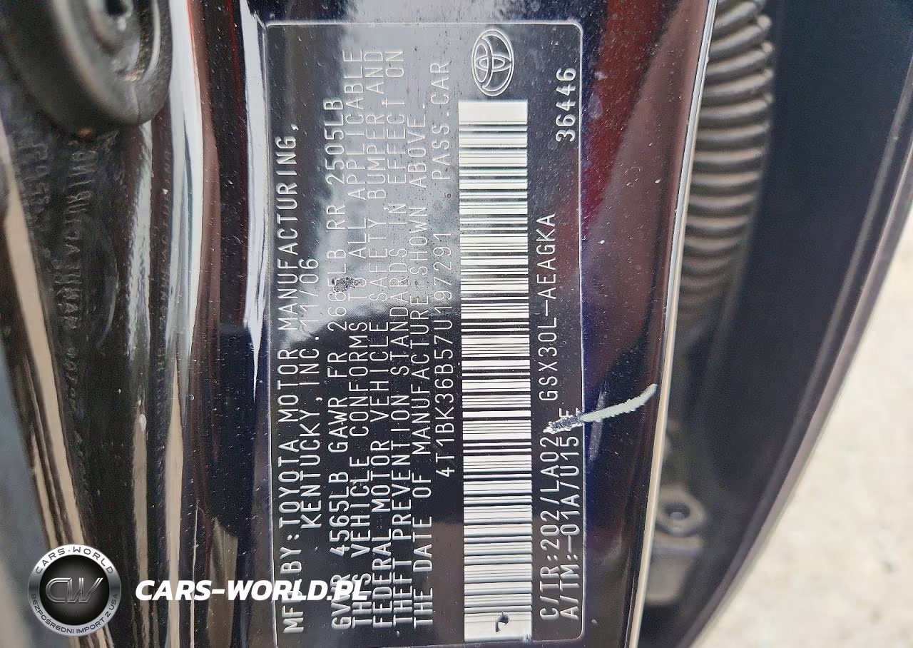2007 Toyota Avalon Xls VIN:4T1BK36B57U197291 - 12