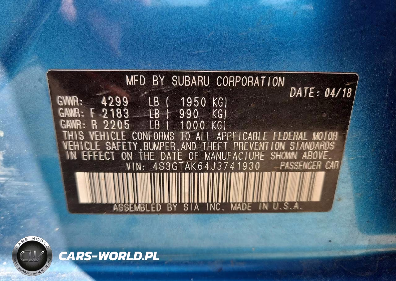2018 Subaru Impreza Sport VIN:4S3GTAK64J3741930 - 12