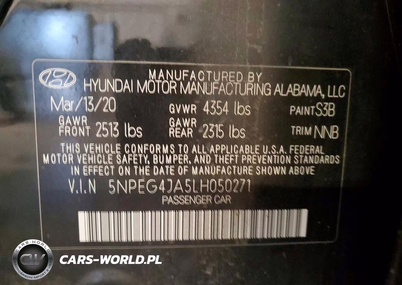 2020 Hyundai Sonata Se VIN:5NPEG4JA5LH050271 - 12
