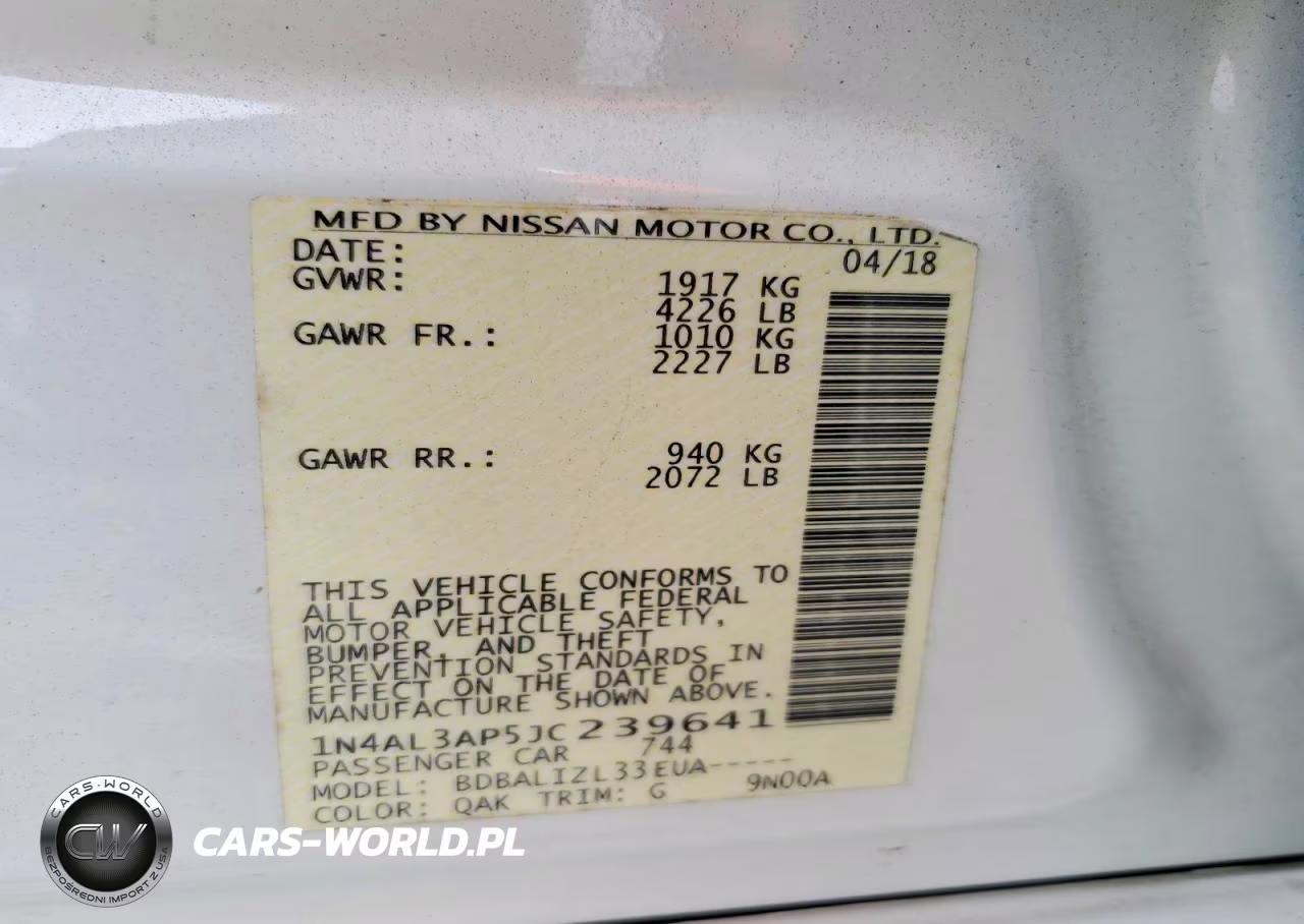 2018 Nissan Altima 2.5 Sv VIN:1N4AL3AP5JC239641 - 12