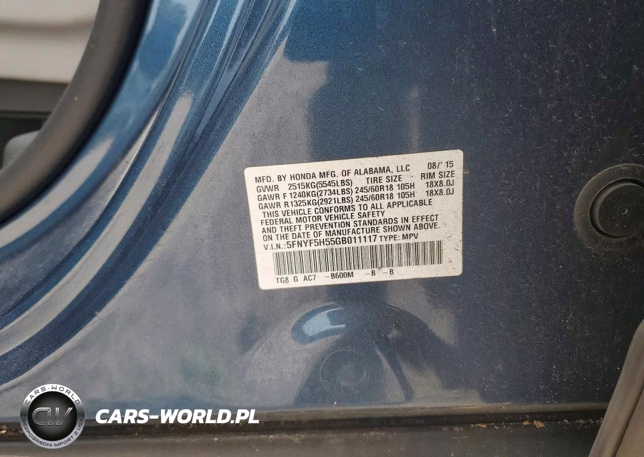 2016 Honda Pilot Exl VIN:5FNYF5H55GB011117 - 13