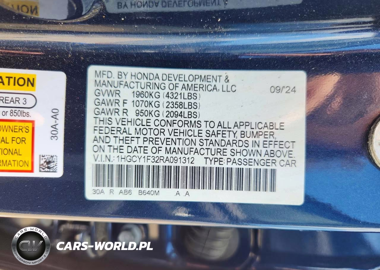 2024 Honda Accord Ex VIN:1HGCY1F32RA091312 - 12