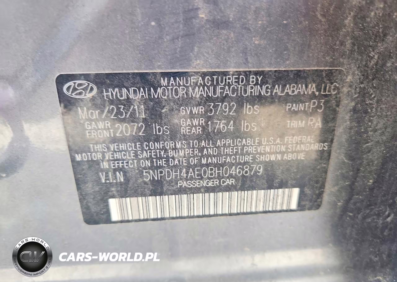 2011 Hyundai Elantra Gls VIN:5NPDH4AE0BH046879 - 12