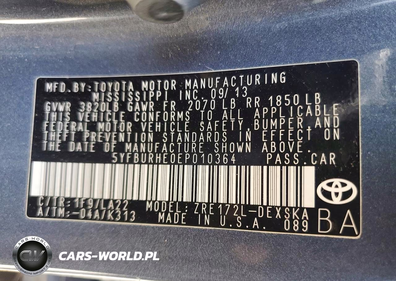 2014 Toyota Corolla S Premium VIN:5YFBURHE0EP010364 - 12