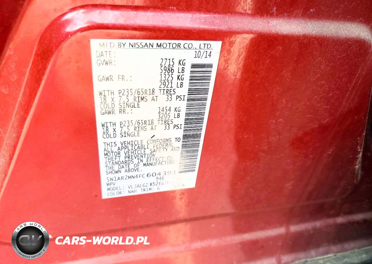 2015 Nissan Pathfinder Sl VIN:5N1AR2MN4FC604391 - 13
