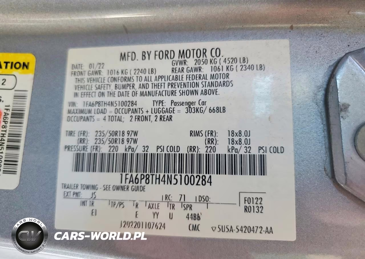 2022 Ford Mustang VIN:1FA6P8TH4N5100284 - 12