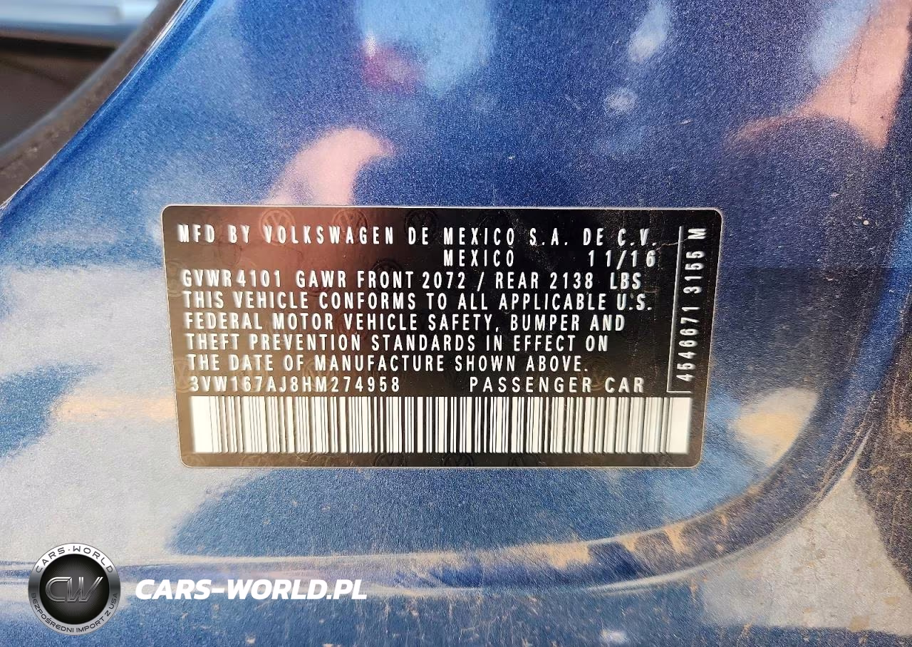2017 Volkswagen Jetta S VIN:3VW167AJ8HM274958 - 12