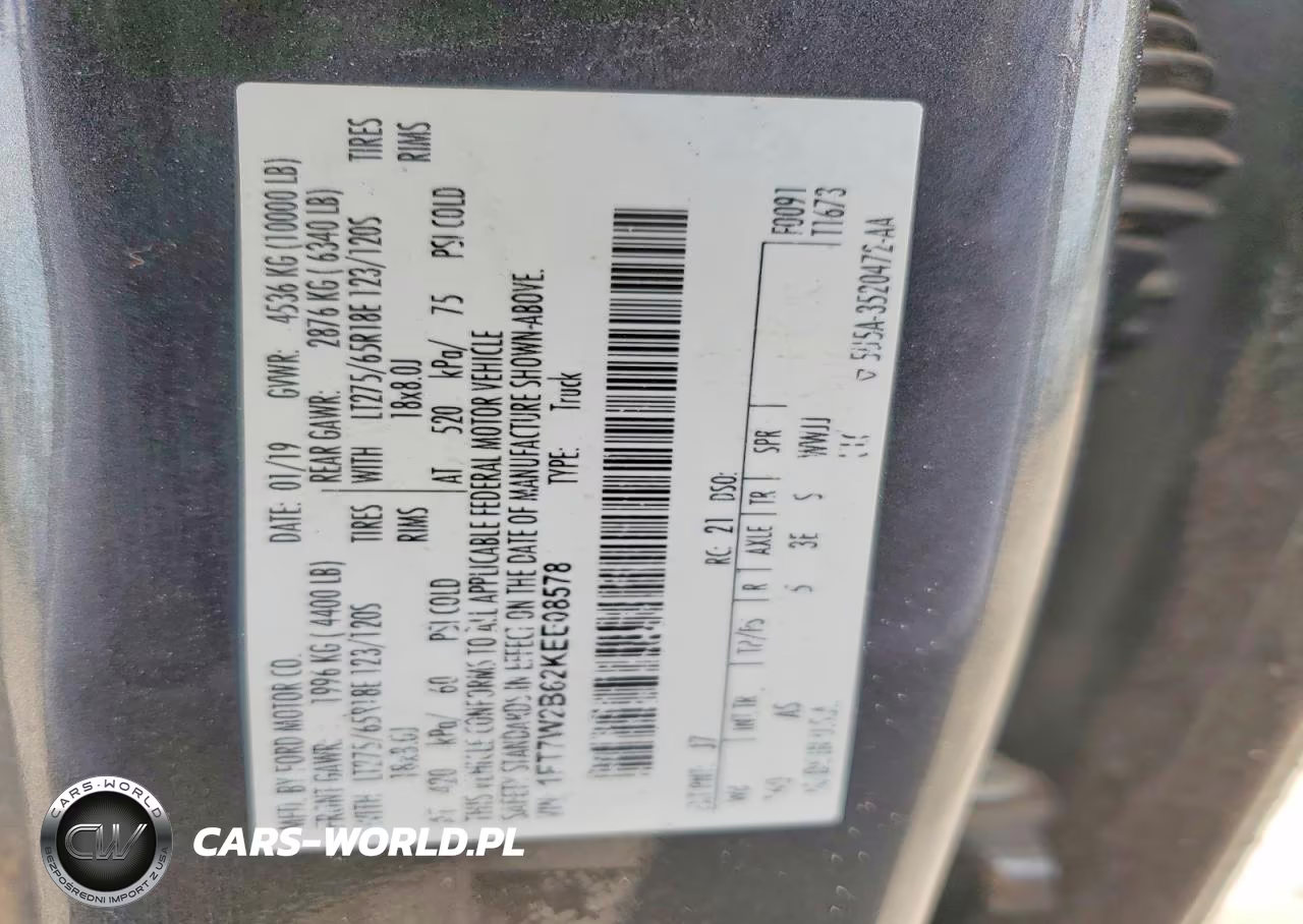 2019 Ford F250 Super Duty VIN:1FT7W2B62KEE08578 - 12