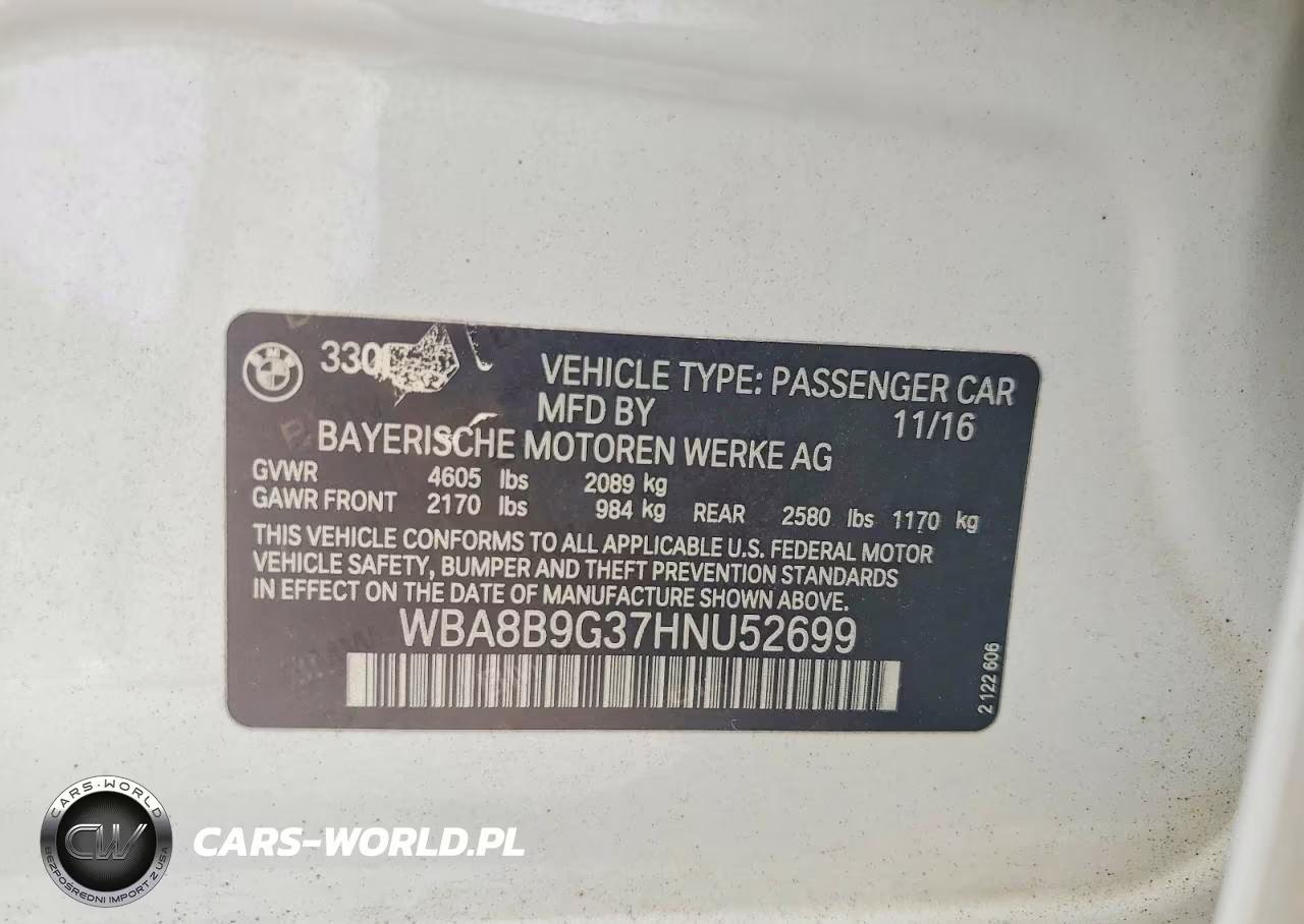 2017 BMW 330 I VIN:WBA8B9G37HNU52699 - 12