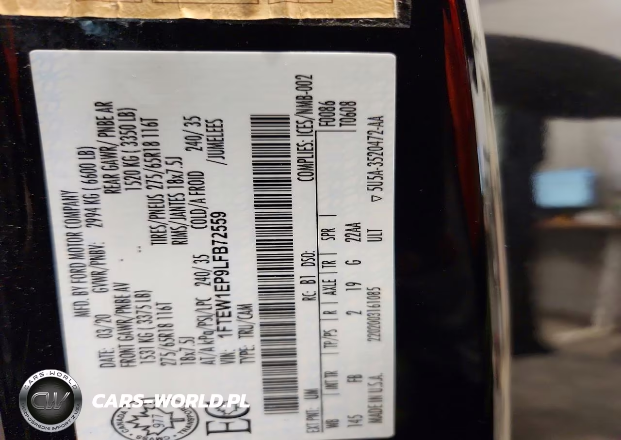2020 Ford F150 Supercrew VIN:1FTEW1EP9LFB72559 - 12