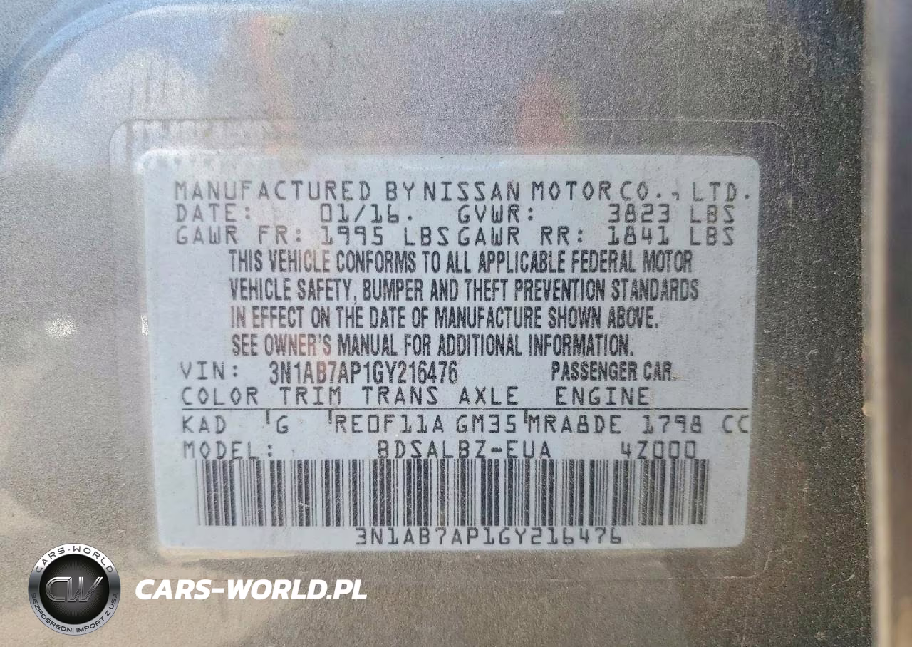 2016 Nissan Sentra S VIN:3N1AB7AP1GY216476 - 12