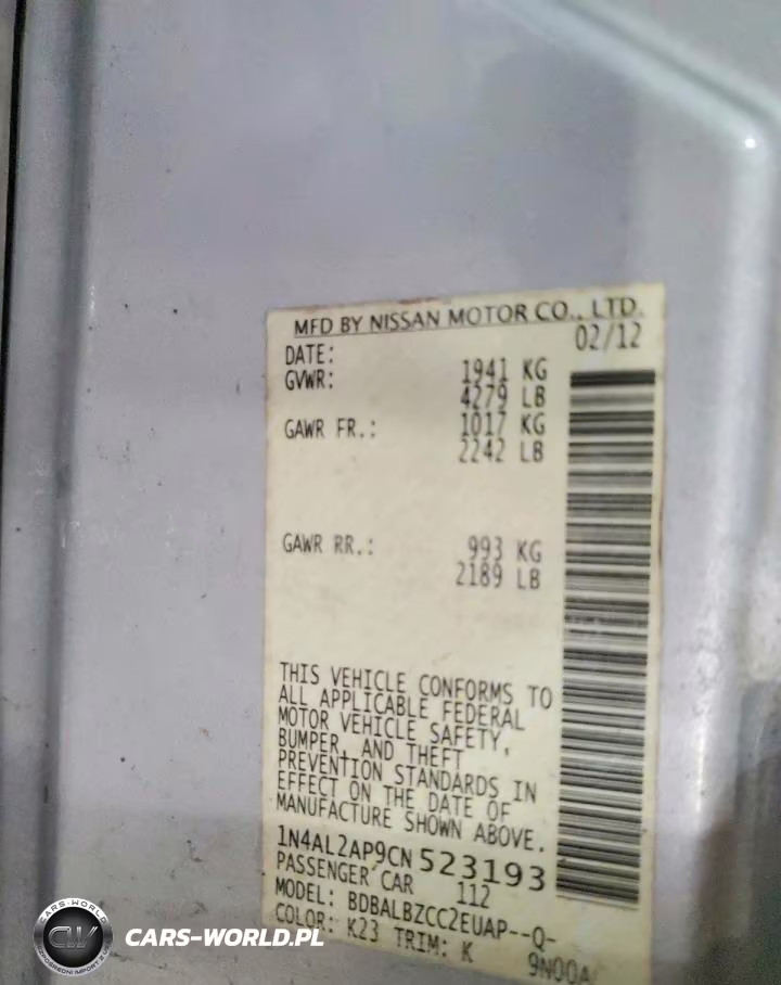 2012 Nissan Altima 2.5 VIN:1N4AL2AP9CN523193 - 13