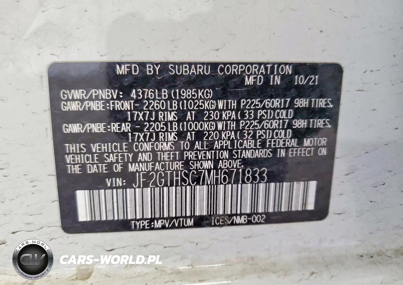 2021 Subaru Crosstrek Sport VIN:JF2GTHSC7MH671833 - 13