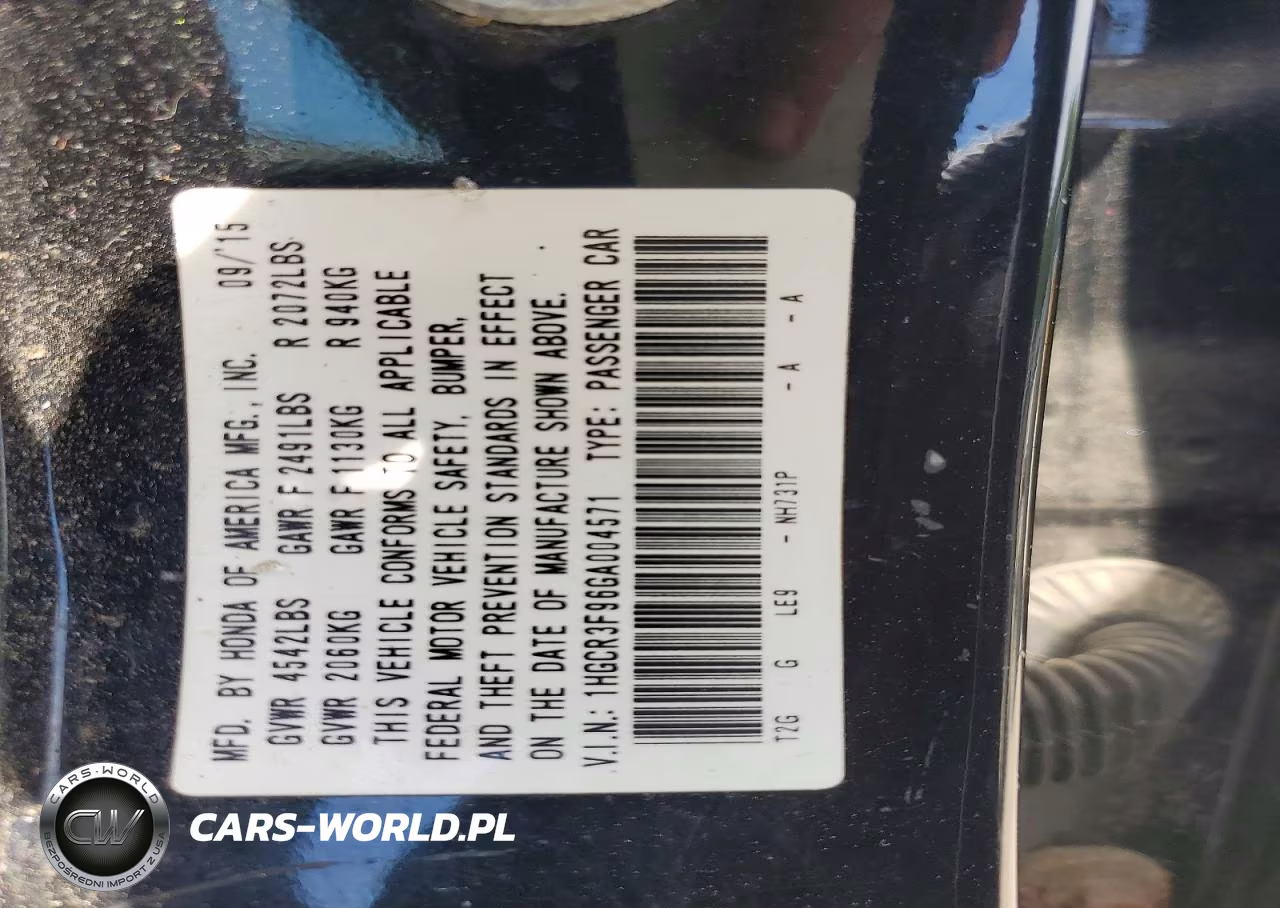 2016 Honda Accord Touring VIN:1HGCR3F96GA004571 - 13