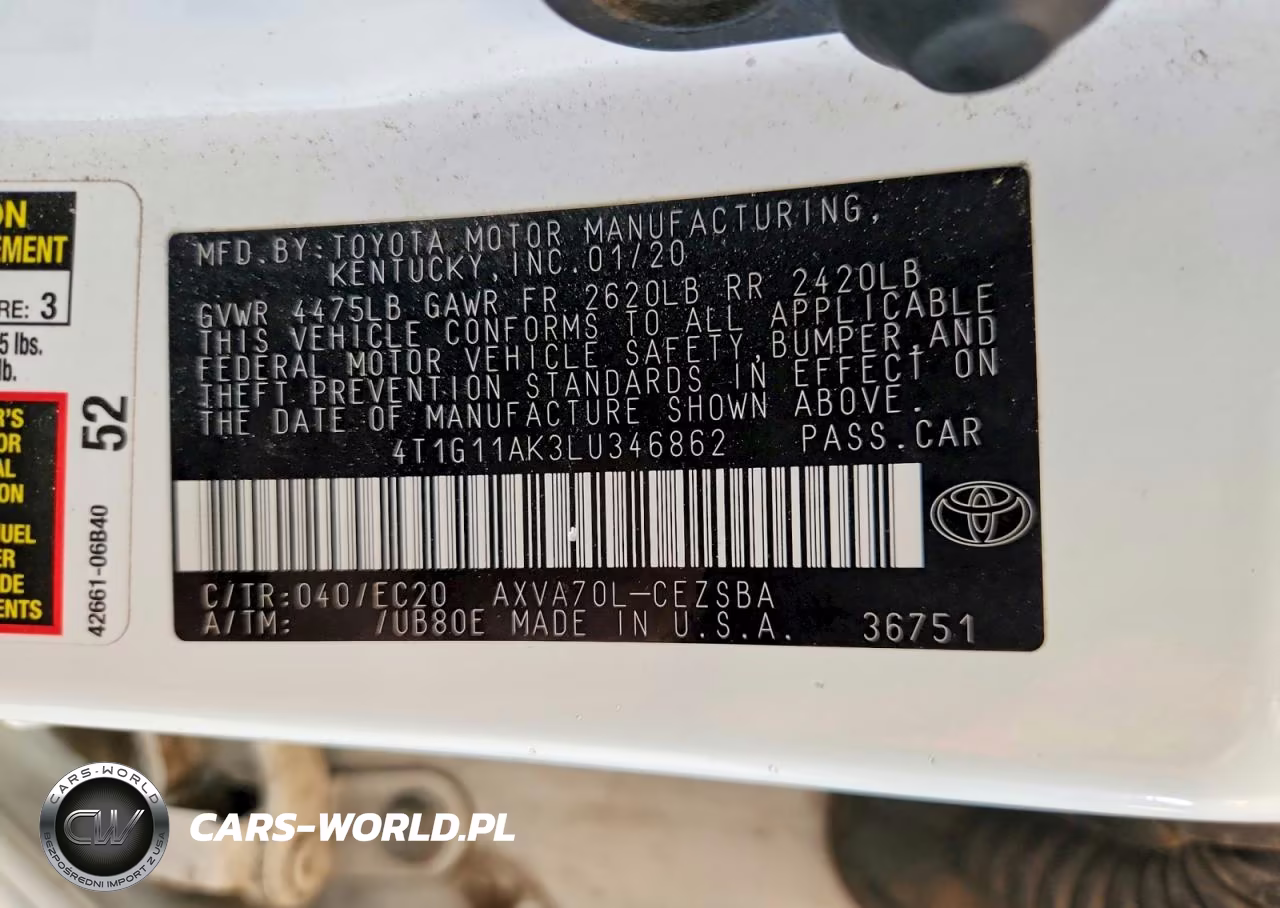2020 Toyota Camry Se Nightshade VIN:4T1G11AK3LU346862 - 13