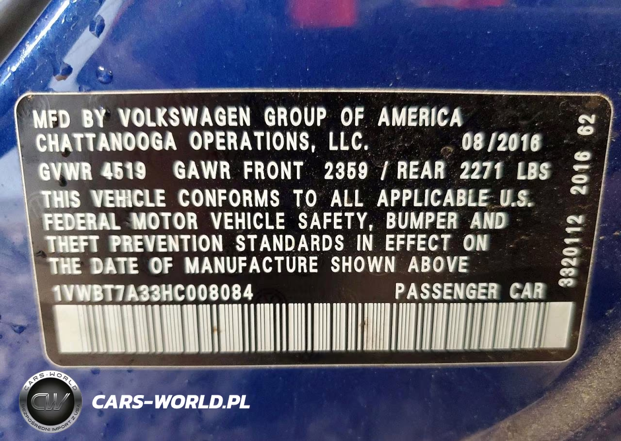 2017 Volkswagen Passat Se VIN:1VWBT7A33HC008084 - 12