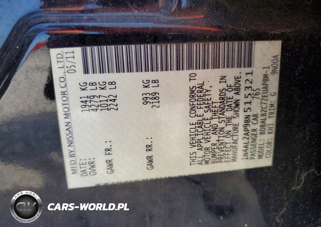 2011 Nissan Altima 2.5 VIN:1N4AL2AP9BN515321 - 12