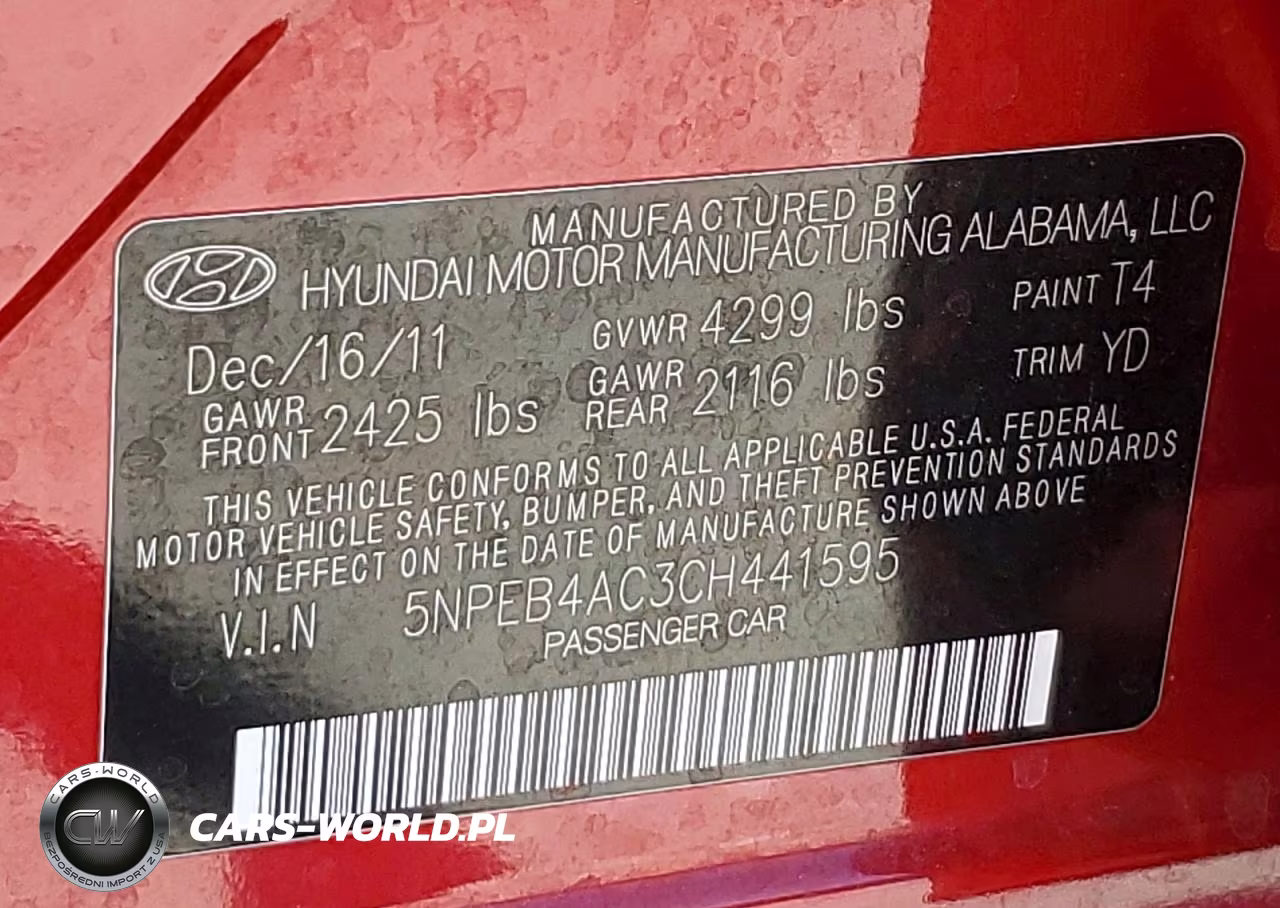 2012 Hyundai Sonata Gls VIN:5NPEB4AC3CH441595 - 12
