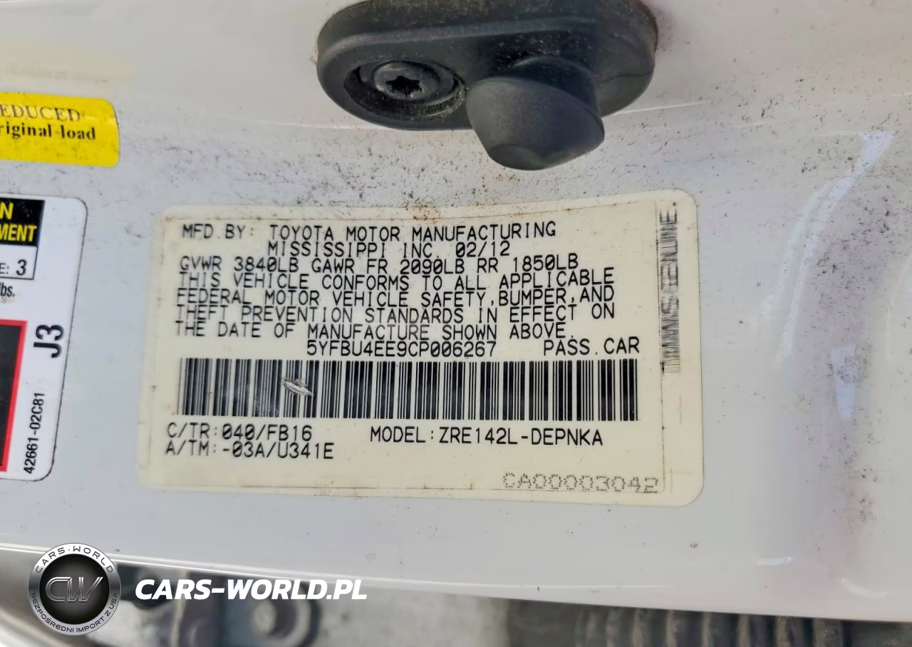 2012 Toyota Corolla Le VIN:5YFBU4EE9CP006267 - 12