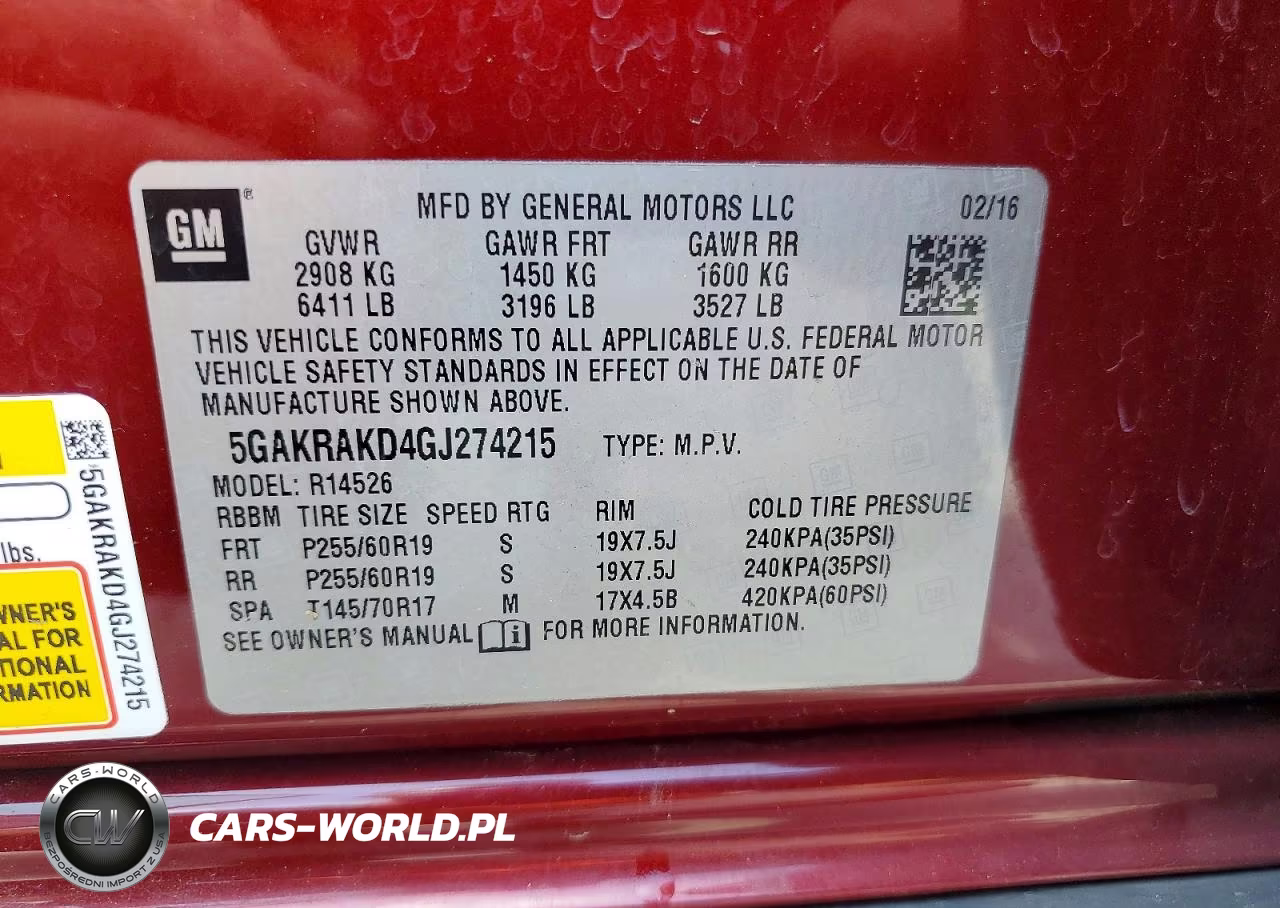 2016 Buick Enclave VIN:5GAKRAKD4GJ274215 - 14