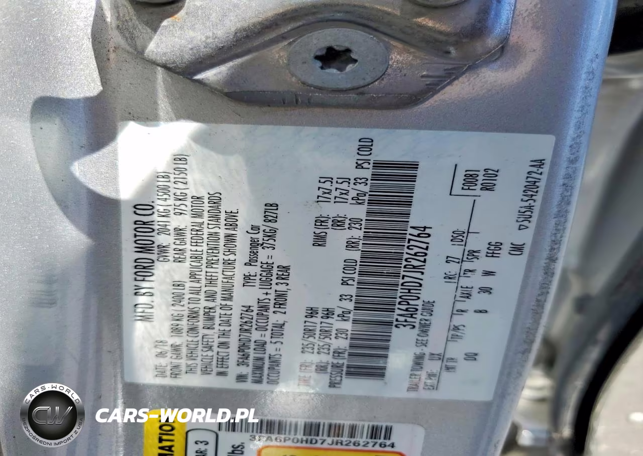 FORD FUSION SE VIN:3FA6P0HD7JR262764 - 13