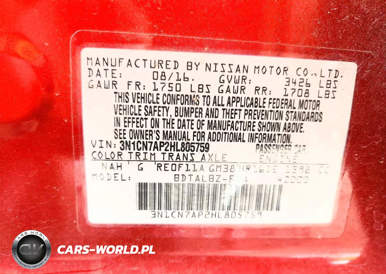 2017 Nissan Versa 1.6 Sv VIN:3N1CN7AP2HL805759 - 13