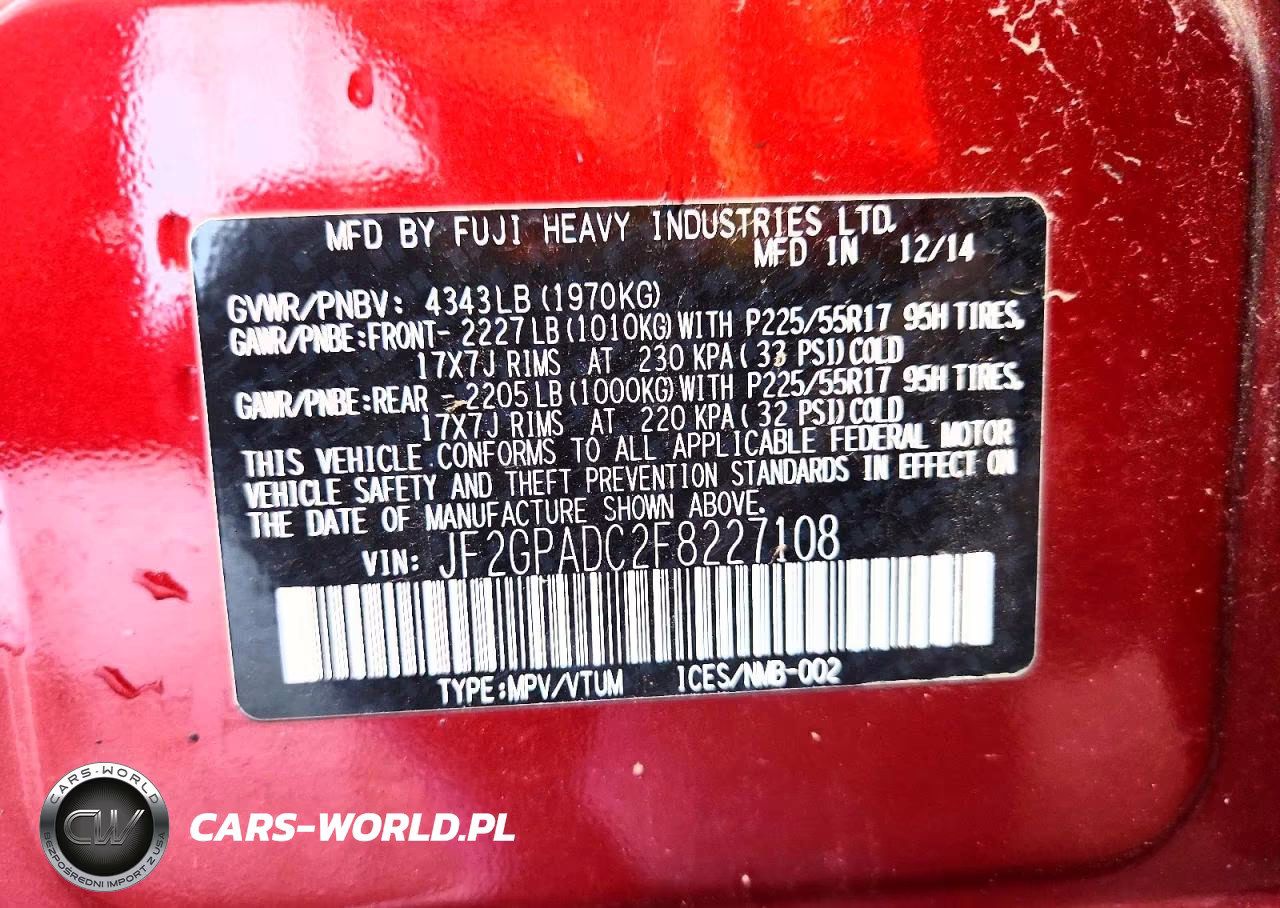 2015 Subaru Xv Crosstrek 2.0 Premium VIN:JF2GPADC2F8227108 - 13