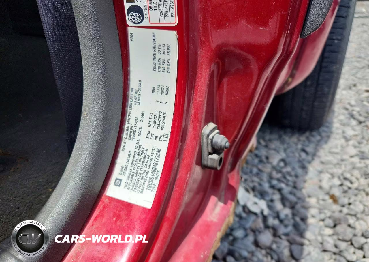 2004 Chevrolet Colorado VIN:1GCDS146048173346 - 12