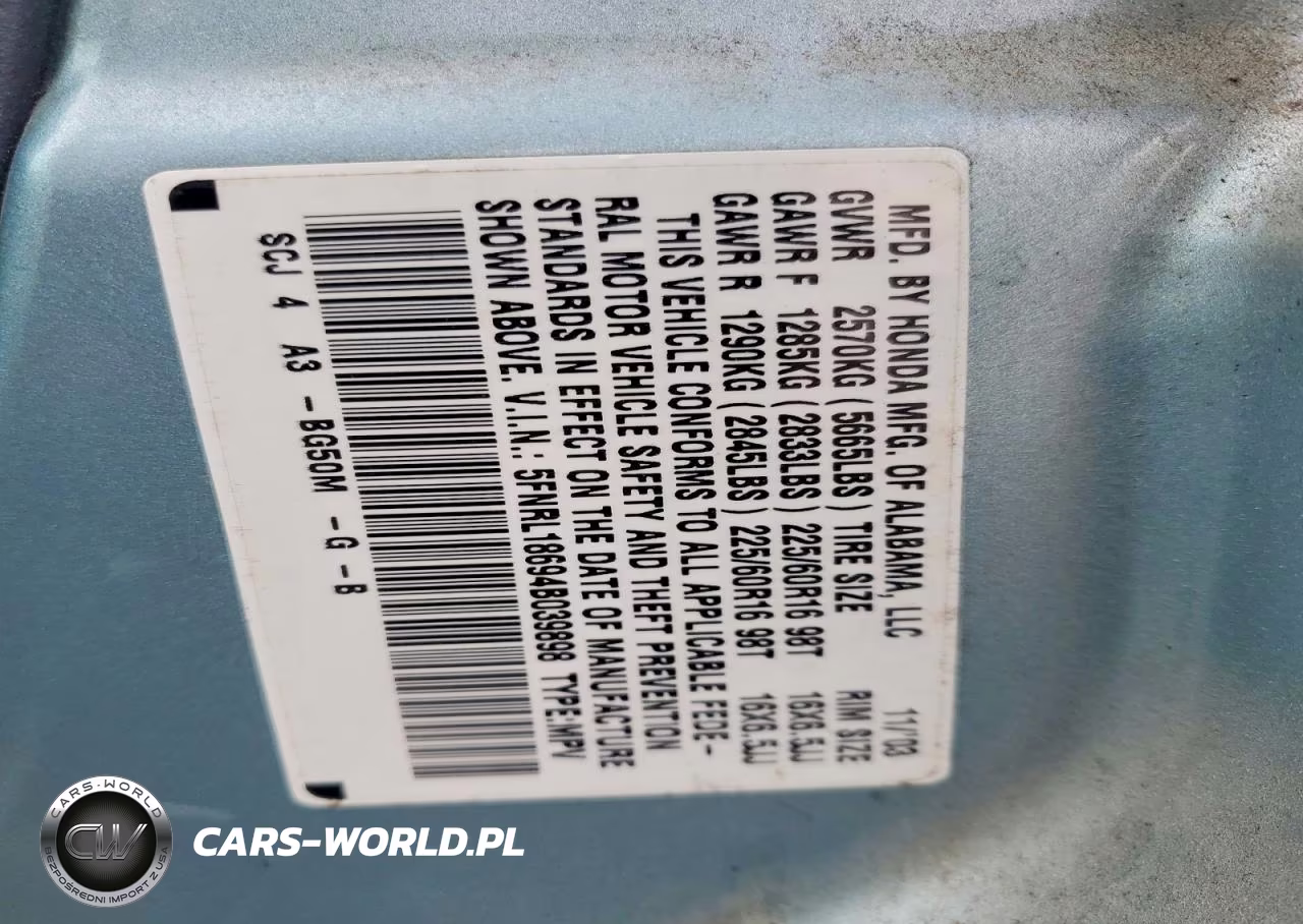 2004 Honda Odyssey Ex VIN:5FNRL18694B039898 - 13