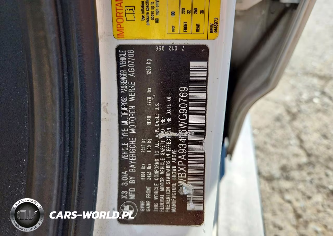 2006 BMW X3 3.0I VIN:WBXPA93416WG90769 - 14