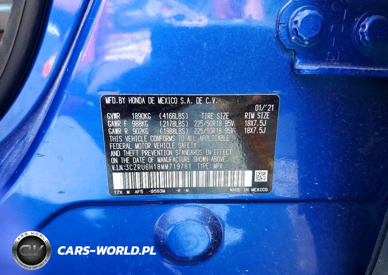 2021 Honda Hr-V Sport VIN:3CZRU6H18MM719781 - 13