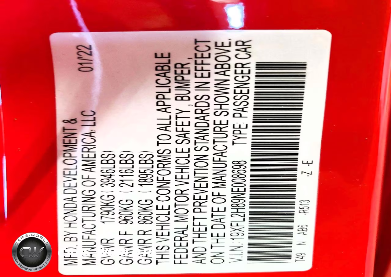 2022 Honda Civic Sport VIN:19XFL2H89NE008698 - 12