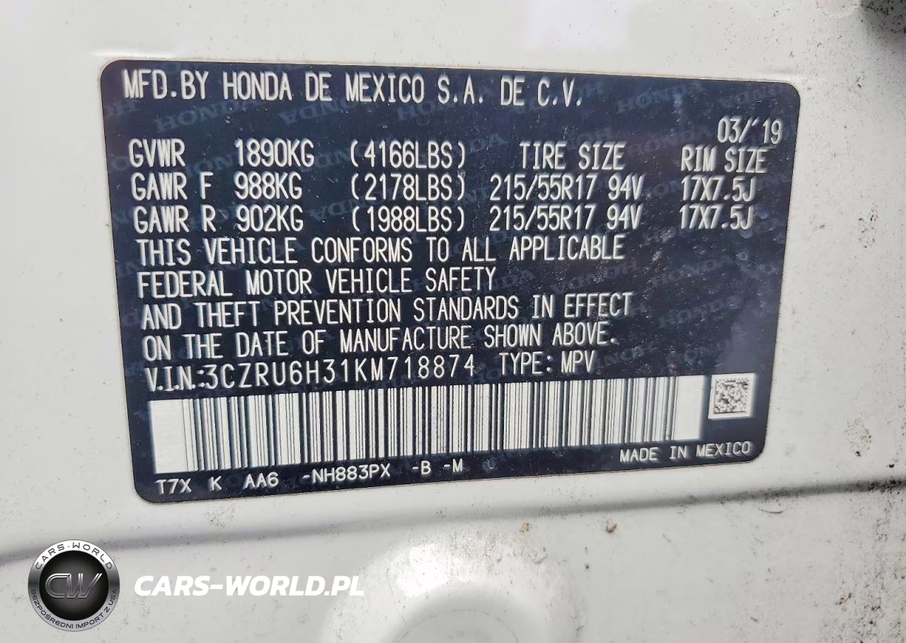 2019 Honda Hr-V Lx VIN:3CZRU6H31KM718874 - 13