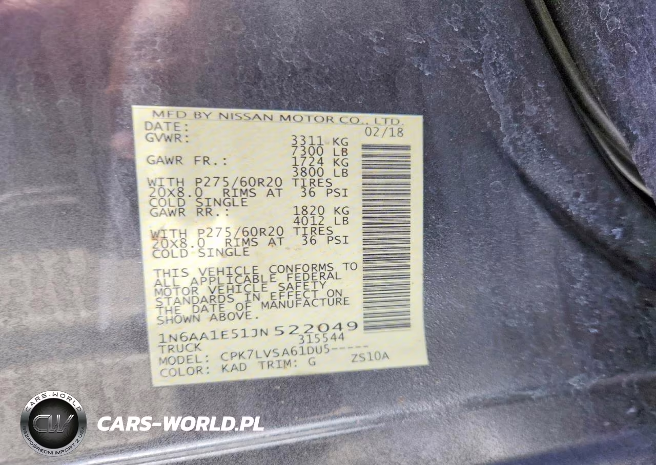 2018 Nissan Titan Sl VIN:1N6AA1E51JN522049 - 12