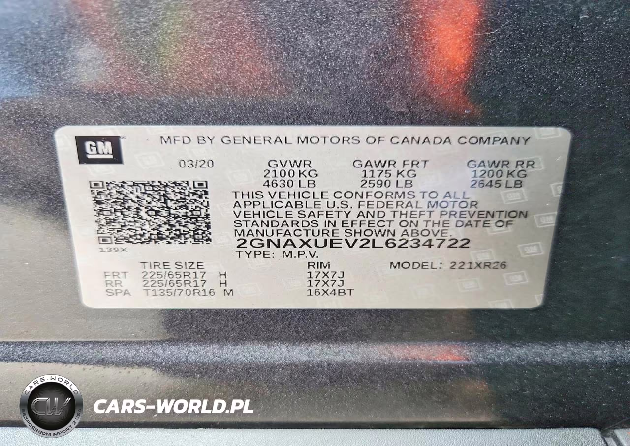 2020 Chevrolet Equinox Lt VIN:2GNAXUEV2L6234722 - 13