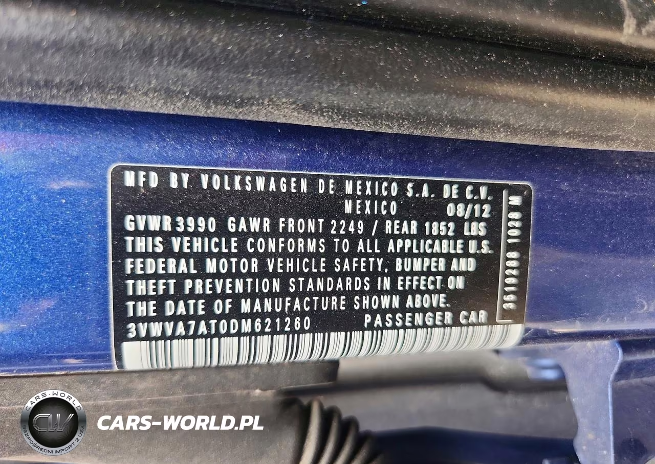 2013 Volkswagen Beetle Turbo VIN:3VWVA7AT0DM621260 - 12