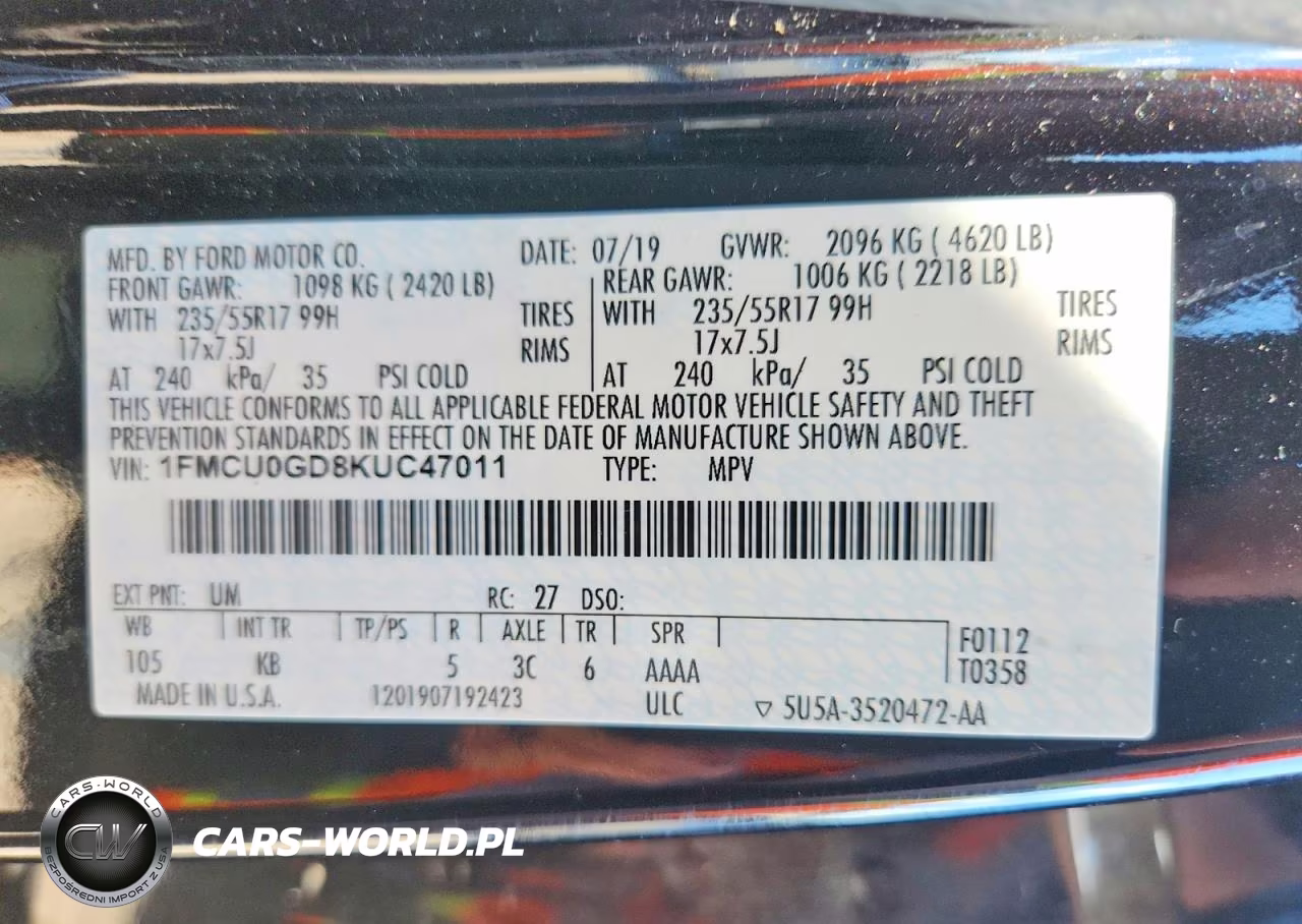 2019 Ford Escape Se VIN:1FMCU0GD8KUC47011 - 13