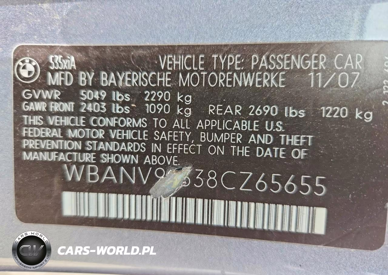 2008 BMW 535 Xi VIN:WBANV93538CZ65655 - 12