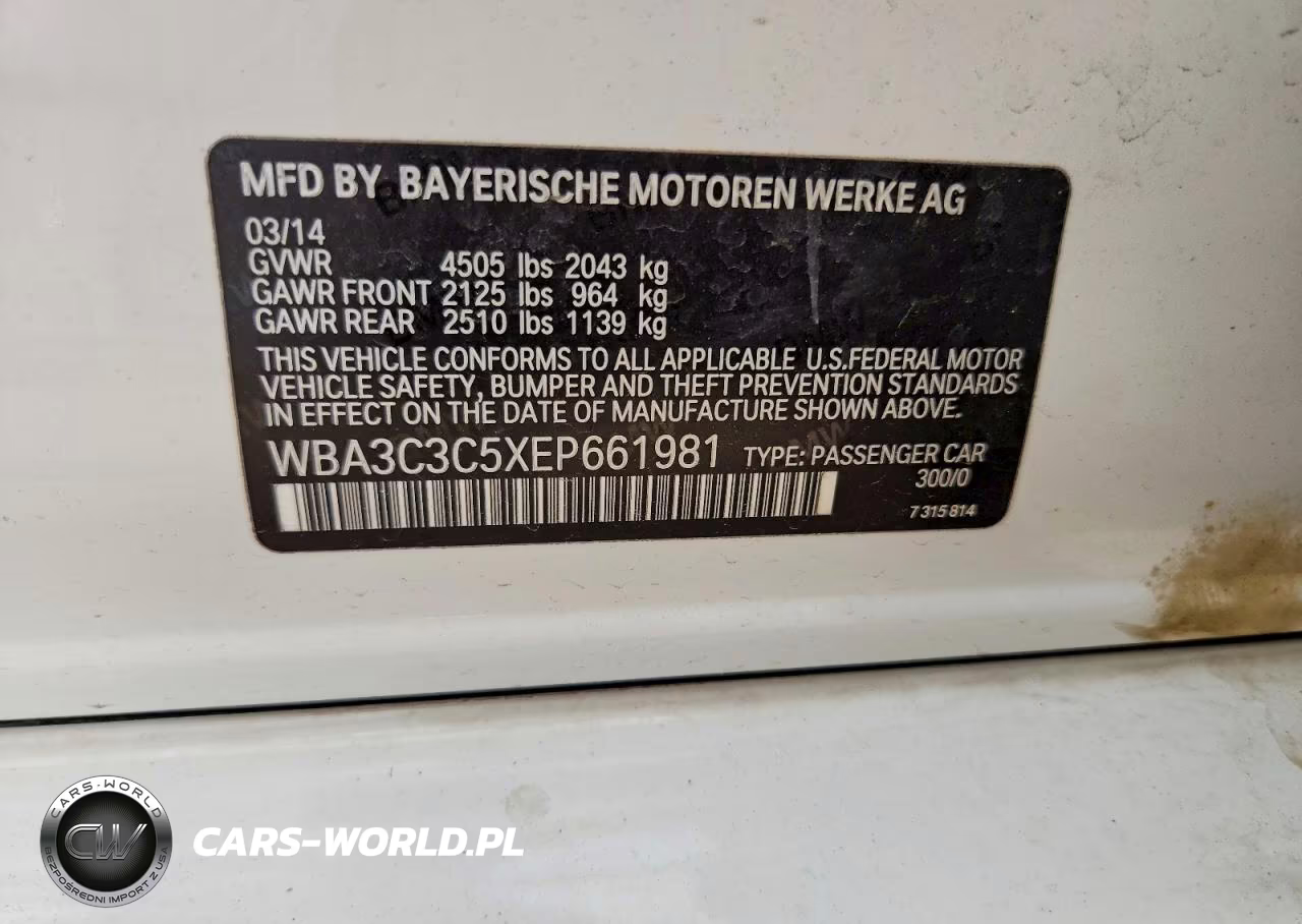 2014 BMW 320 I xDrive VIN:WBA3C3C5XEP661981 - 12